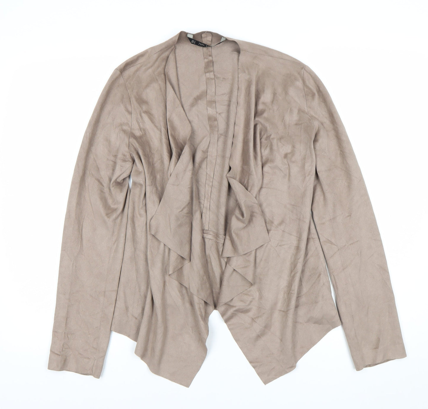 Zara Women Beige Open Front Blazer Jacket Size S Softshell