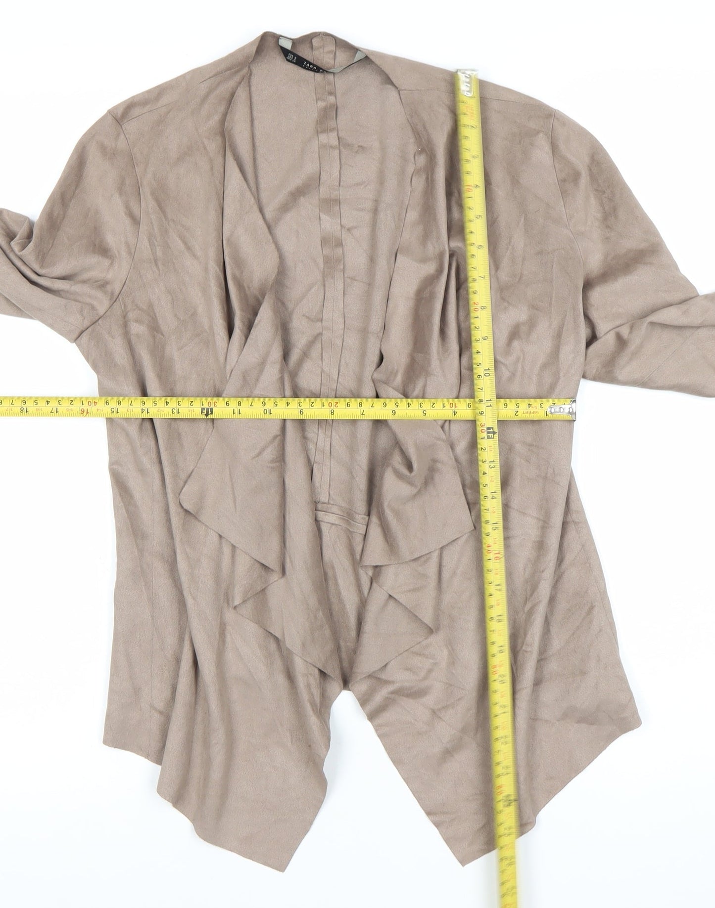Zara Women Beige Open Front Blazer Jacket Size S Softshell