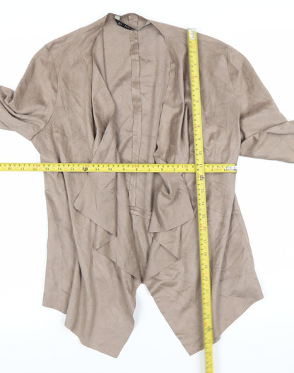 Zara Women Beige Open Front Blazer Jacket Size S Softshell