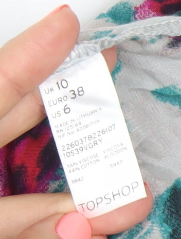 Topshop Women’s Multicoloured Floral Bodycon Dress Size 10