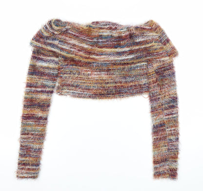 PrettyLittleThing Women’s Multicoloured Size 6 Off Shoulder Knit Jumper