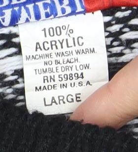 American Pride Womens Black Green Fair Isle Knit Jumper Size L