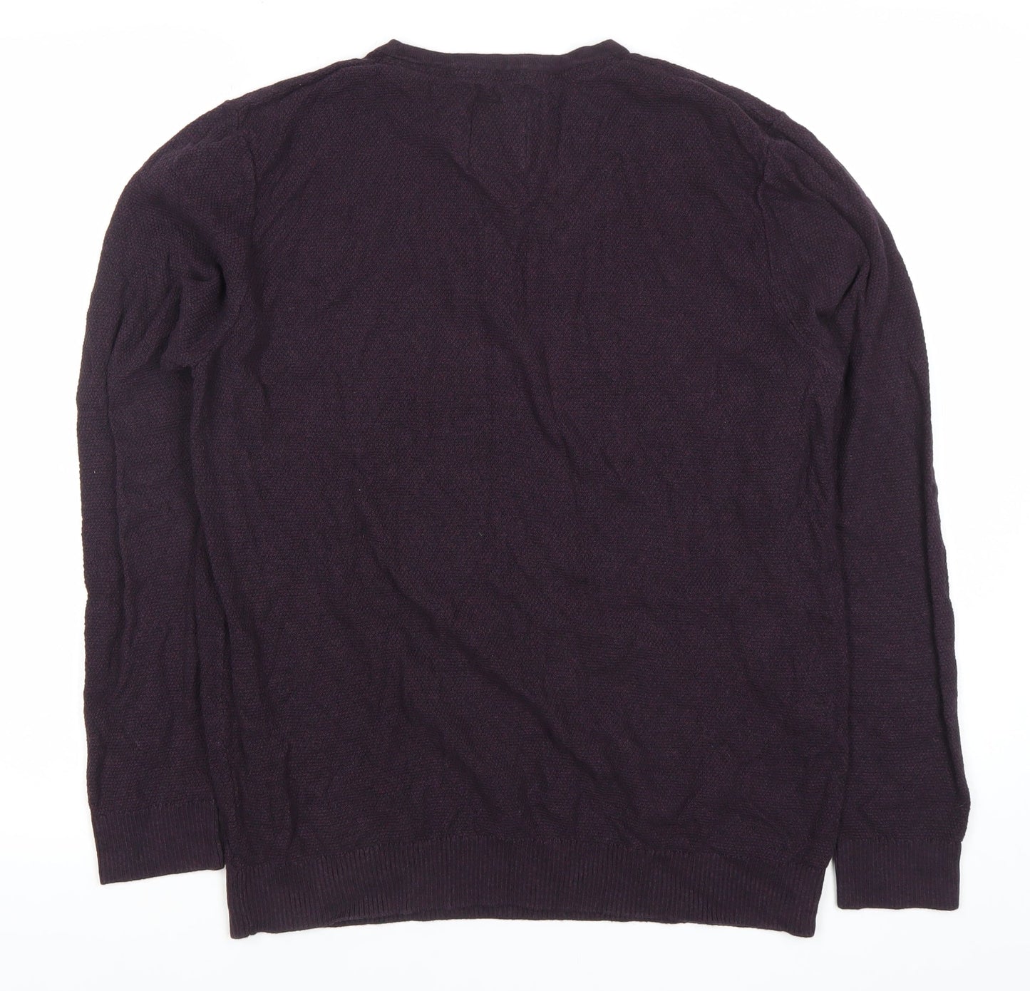 Fat Face Men’s Purple Cotton Blend V-Neck Jumper Medium