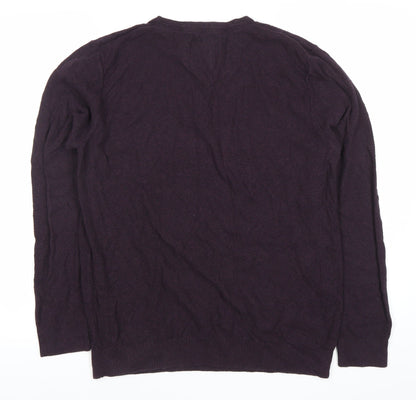 Fat Face Men’s Purple Cotton Blend V-Neck Jumper Medium