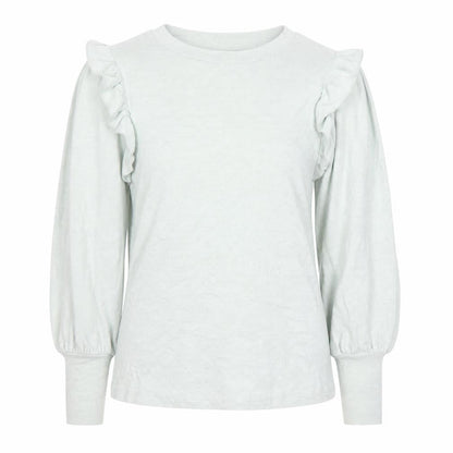 Next Women’s Green Cotton Ruffle Pullover Jumper Size 8