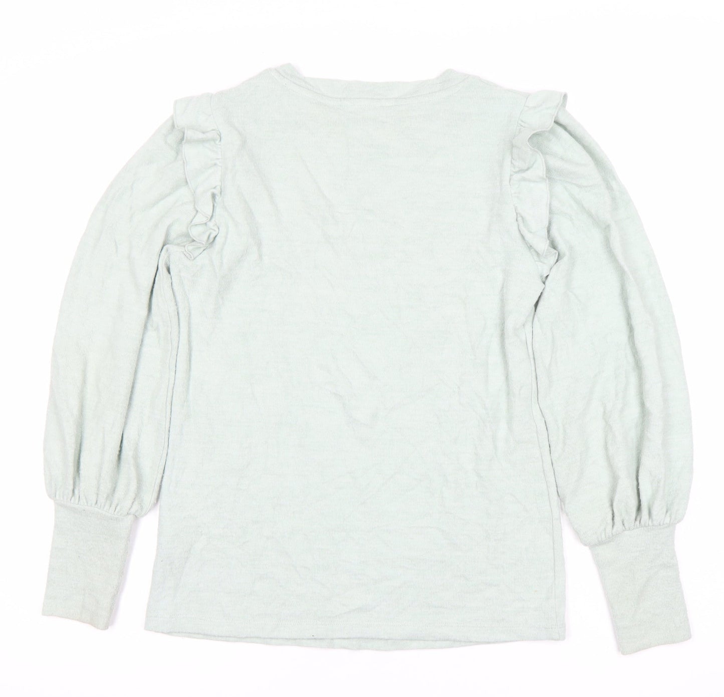 Next Women’s Green Cotton Ruffle Pullover Jumper Size 8