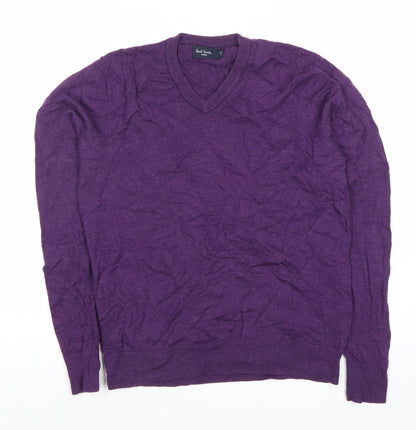 Paul Smith Men’s Purple Wool V-Neck Jumper Pullover Size M Regular Fit