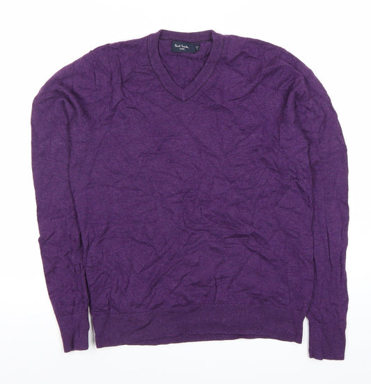 Paul Smith Men’s Purple Wool V-Neck Jumper Pullover Size M Regular Fit
