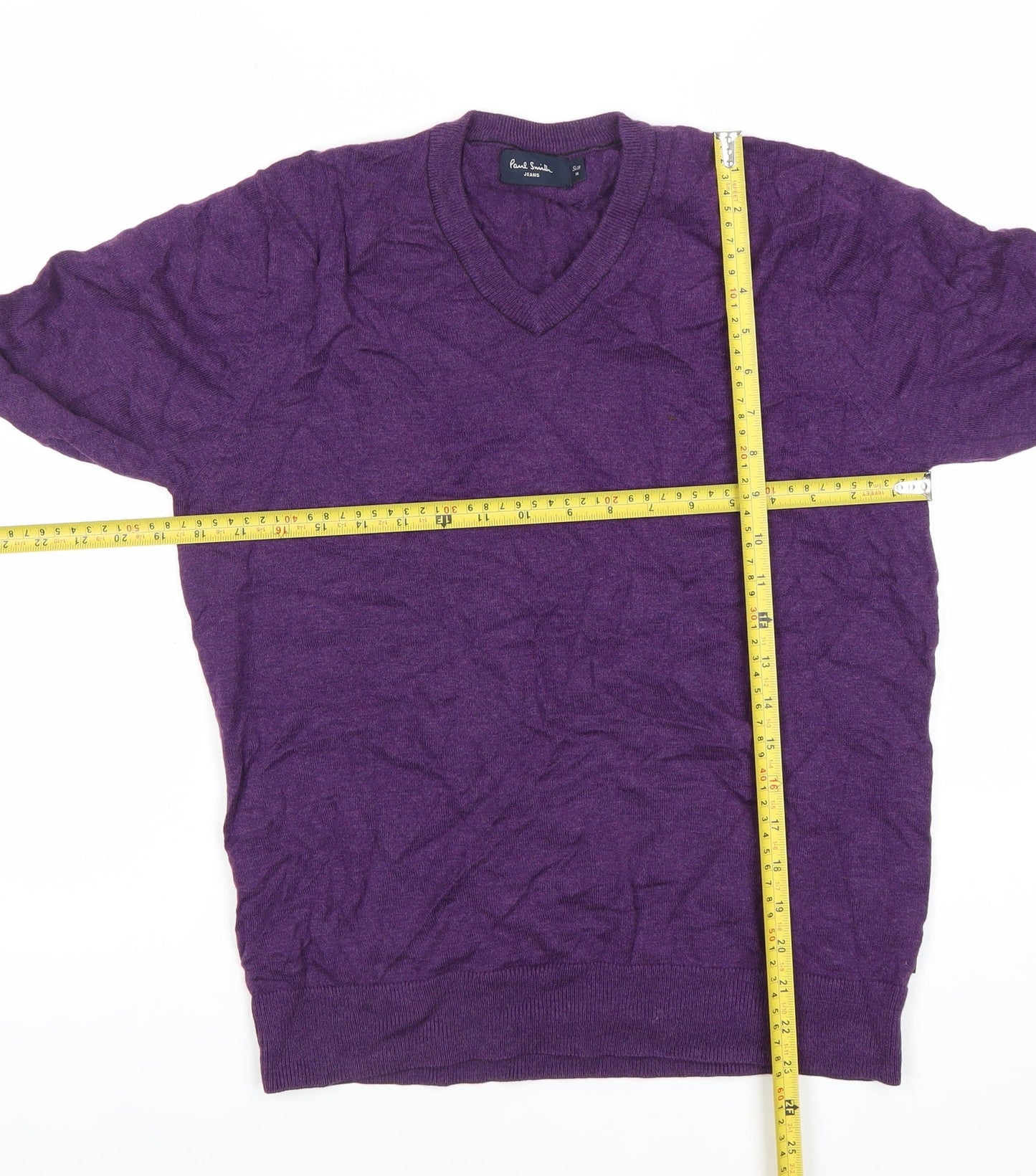 Paul Smith Men’s Purple Wool V-Neck Jumper Pullover Size M Regular Fit