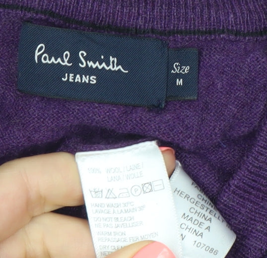 Paul Smith Men’s Purple Wool V-Neck Jumper Pullover Size M Regular Fit
