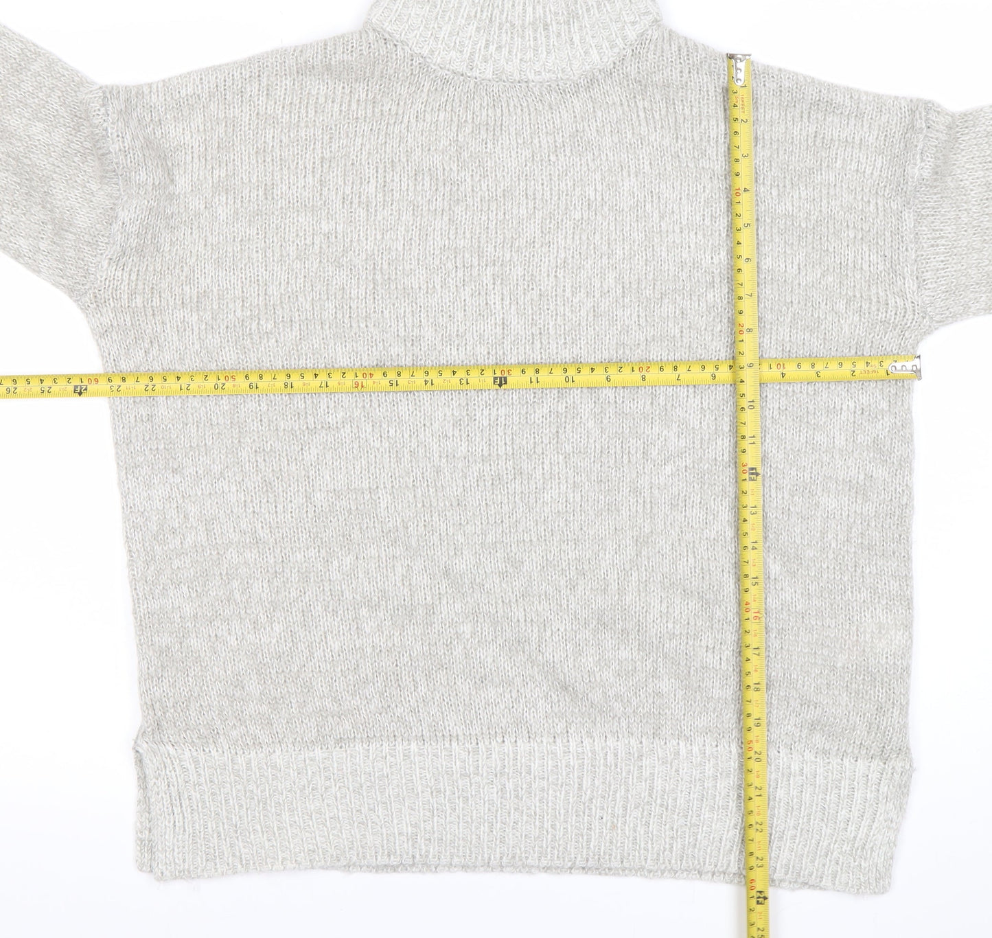 New Look Womens Grey Roll Neck Knit Jumper Size M Long Sleeve