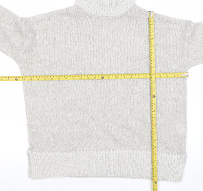 New Look Womens Grey Roll Neck Knit Jumper Size M Long Sleeve