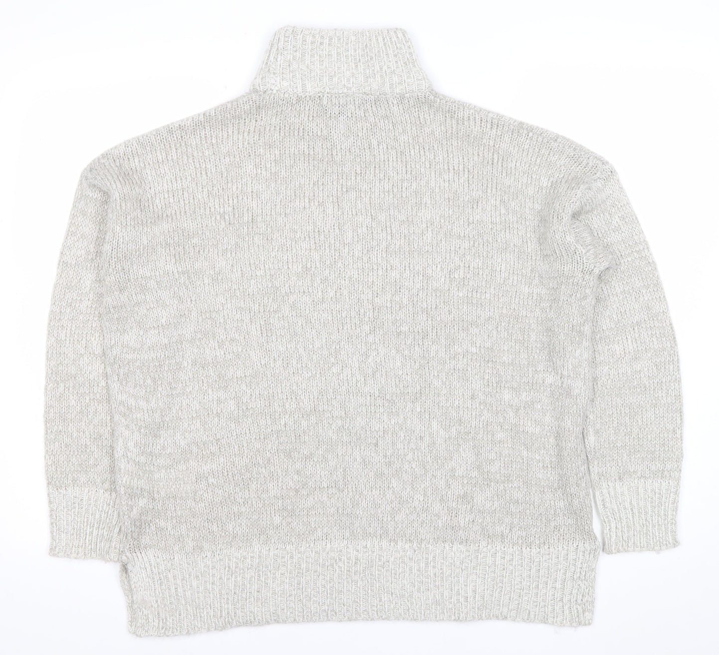 New Look Womens Grey Roll Neck Knit Jumper Size M Long Sleeve