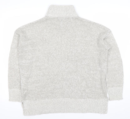 New Look Womens Grey Roll Neck Knit Jumper Size M Long Sleeve