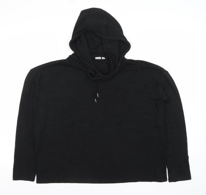 Women's Black Pullover Hoodie Small Cotton Blend Long Sleeve