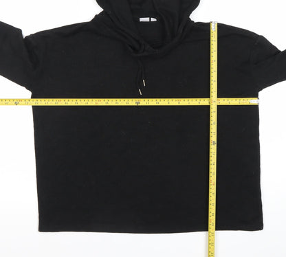 Women's Black Pullover Hoodie Small Cotton Blend Long Sleeve