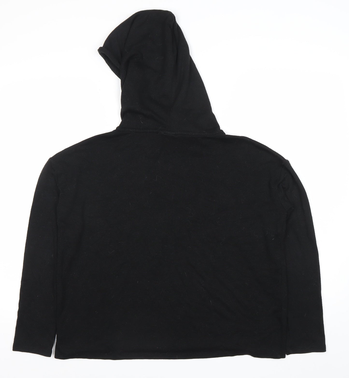 Women's Black Pullover Hoodie Small Cotton Blend Long Sleeve