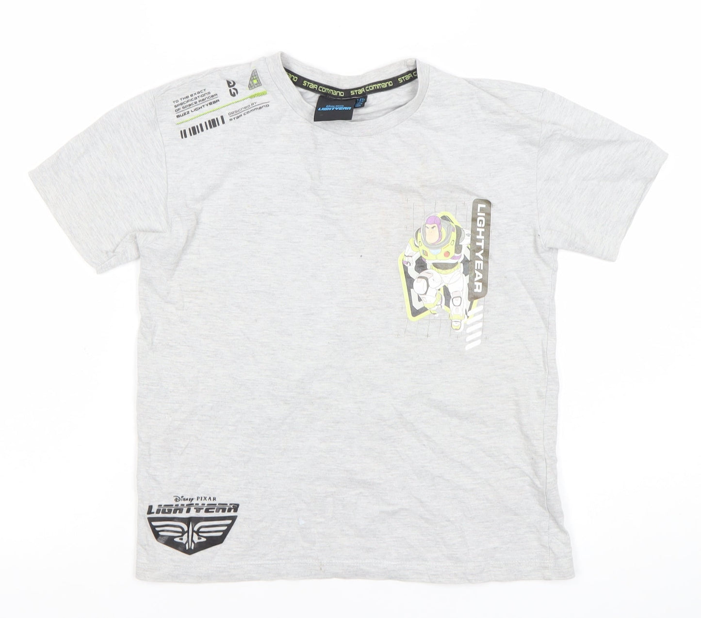 Disney Pixar Boys Grey Buzz Lightyear Graphic T-Shirt 7-8 Years