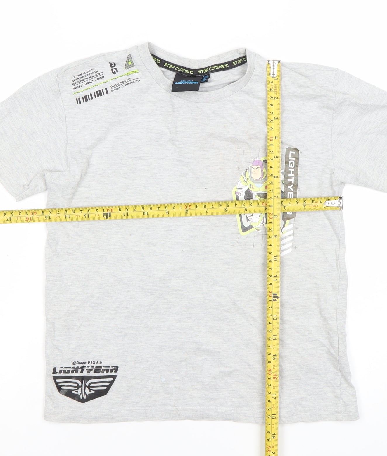 Disney Pixar Boys Grey Buzz Lightyear Graphic T-Shirt 7-8 Years