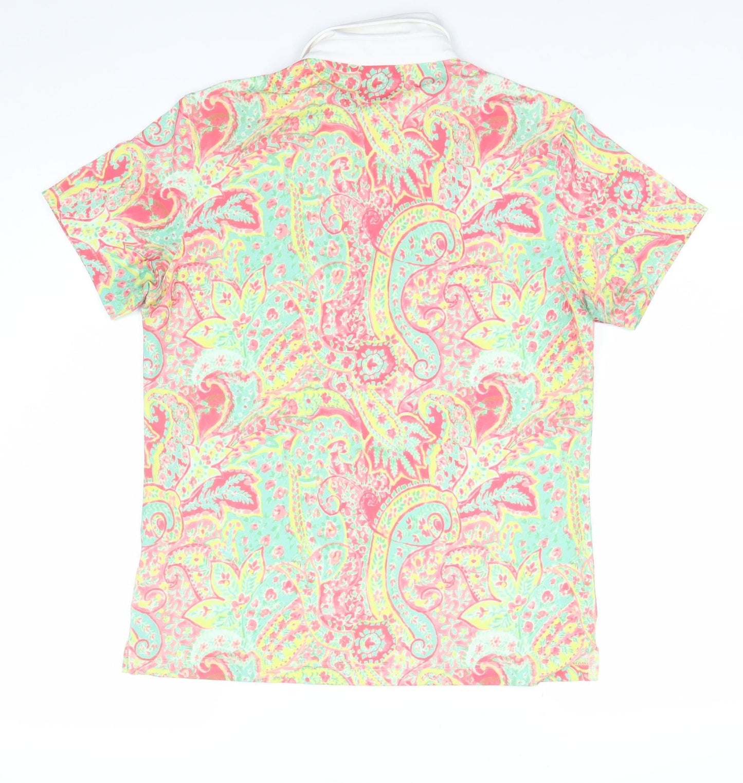 Daily Women Multicoloured Paisley Polo Shirt Size L Short Sleeve