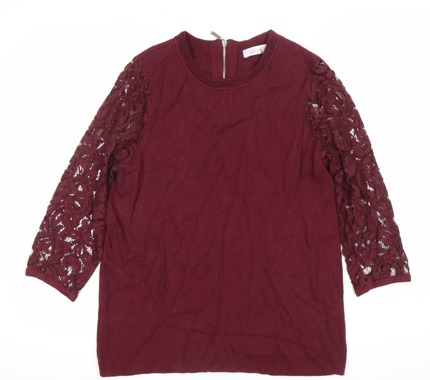 Marks and Spencer Women Red Lace Sleeve Blouse UK 12