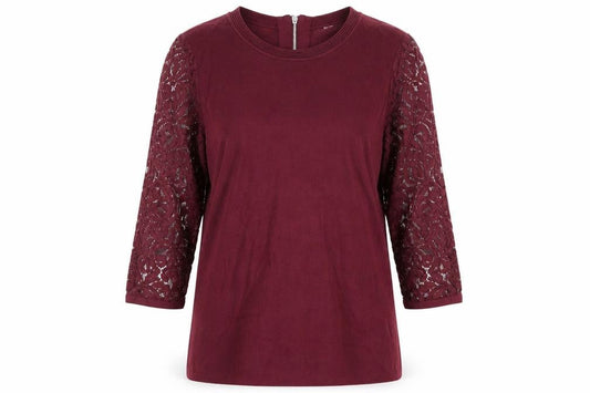 Marks and Spencer Women Red Lace Sleeve Blouse UK 12