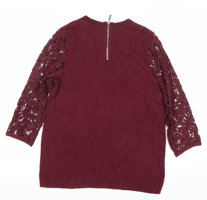 Marks and Spencer Women Red Lace Sleeve Blouse UK 12