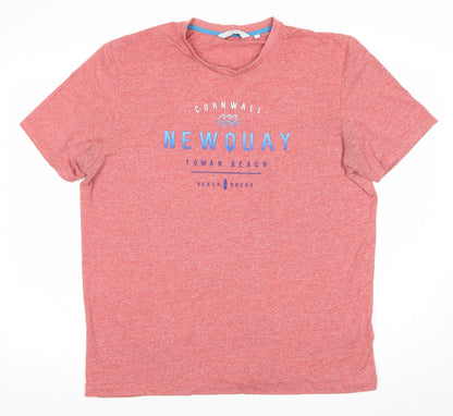 Next Men's Red XL Beach Graphic Crew Neck T-Shirt