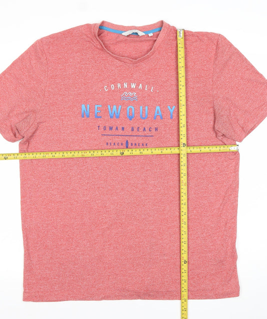 Next Men's Red XL Beach Graphic Crew Neck T-Shirt
