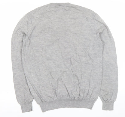 Hugo Boss Men’s Grey Wool V-Neck Pullover Jumper Size L