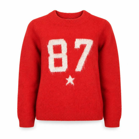 Primark Womens Red Pullover Jumper S Crew Neck Long Sleeve Sports 87