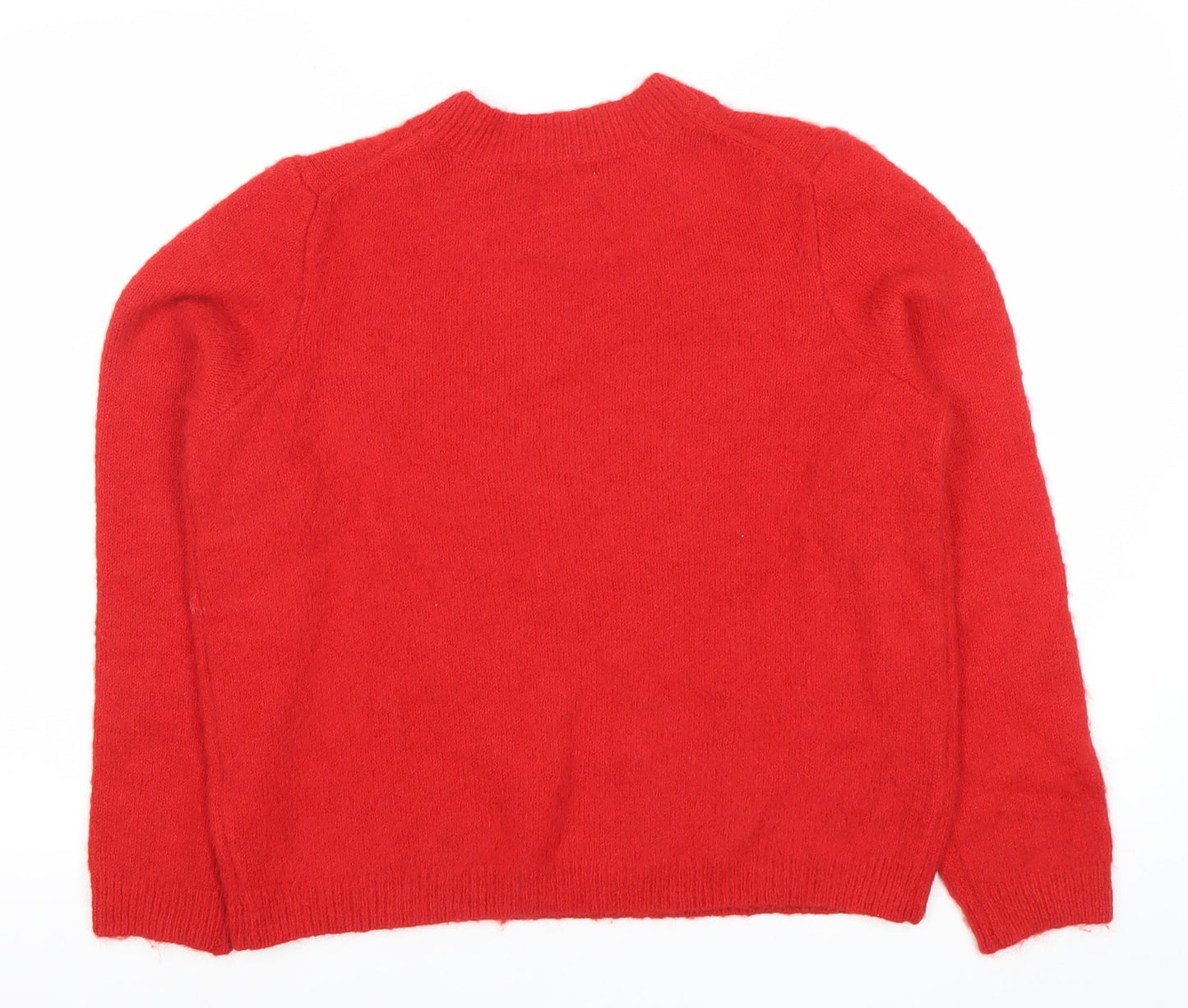 Primark Womens Red Pullover Jumper S Crew Neck Long Sleeve Sports 87