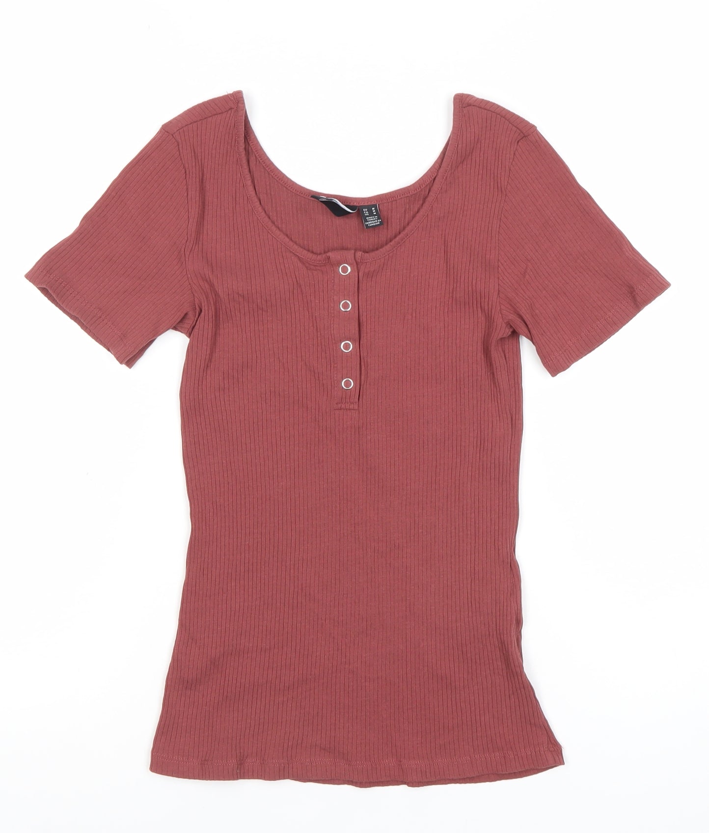 Pieces Women’s Red Scoop Neck Short Sleeve Slim Fit T-Shirt Size M