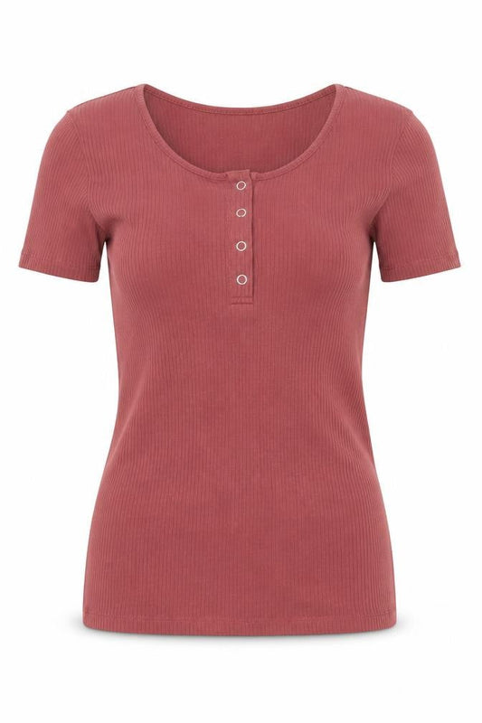Pieces Women’s Red Scoop Neck Short Sleeve Slim Fit T-Shirt Size M