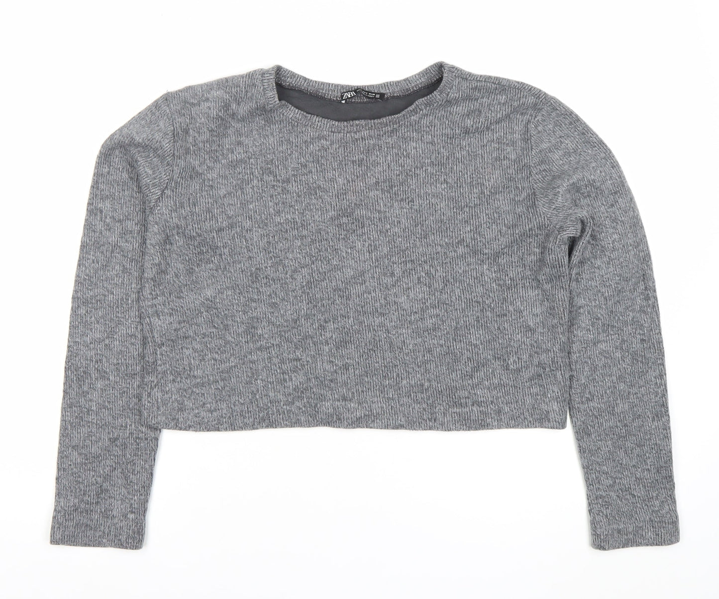 Zara Women’s Grey Knit Crew Neck Pullover Jumper Size 8