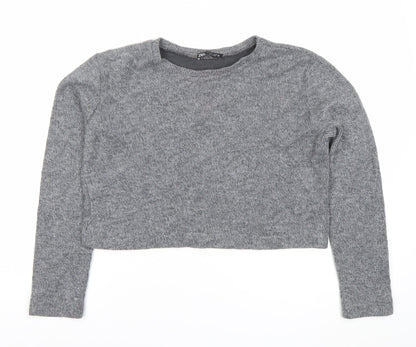 Zara Women’s Grey Knit Crew Neck Pullover Jumper Size 8