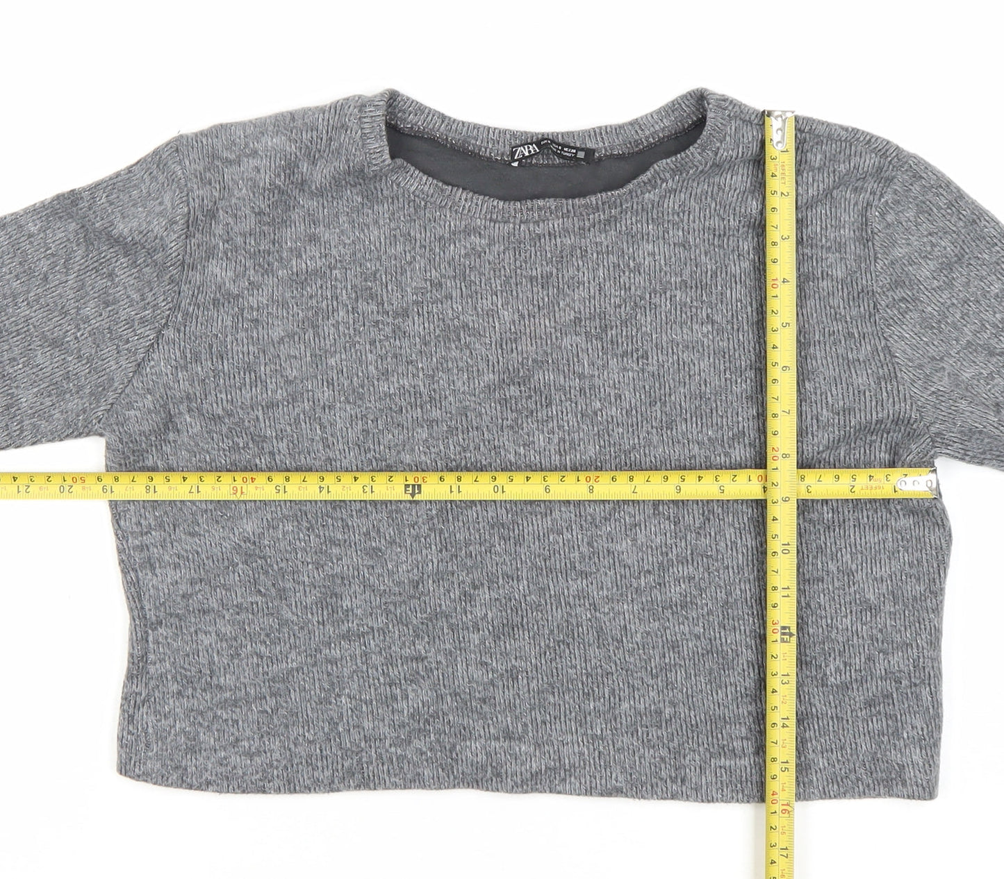 Zara Women’s Grey Knit Crew Neck Pullover Jumper Size 8