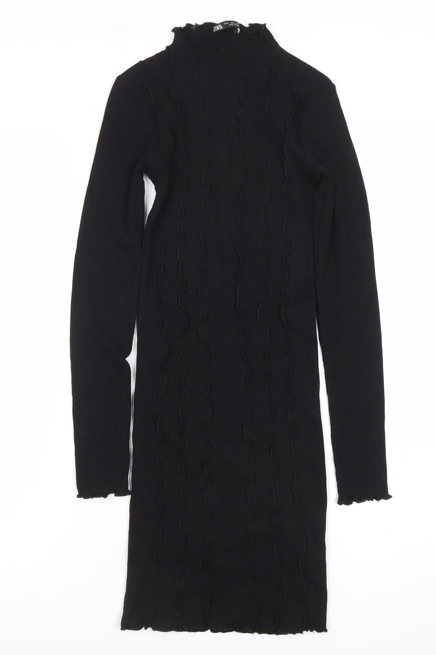 Zara Women’s Black Long Sleeve Bodycon Dress Size 8
