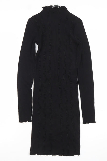 Zara Women’s Black Long Sleeve Bodycon Dress Size 8