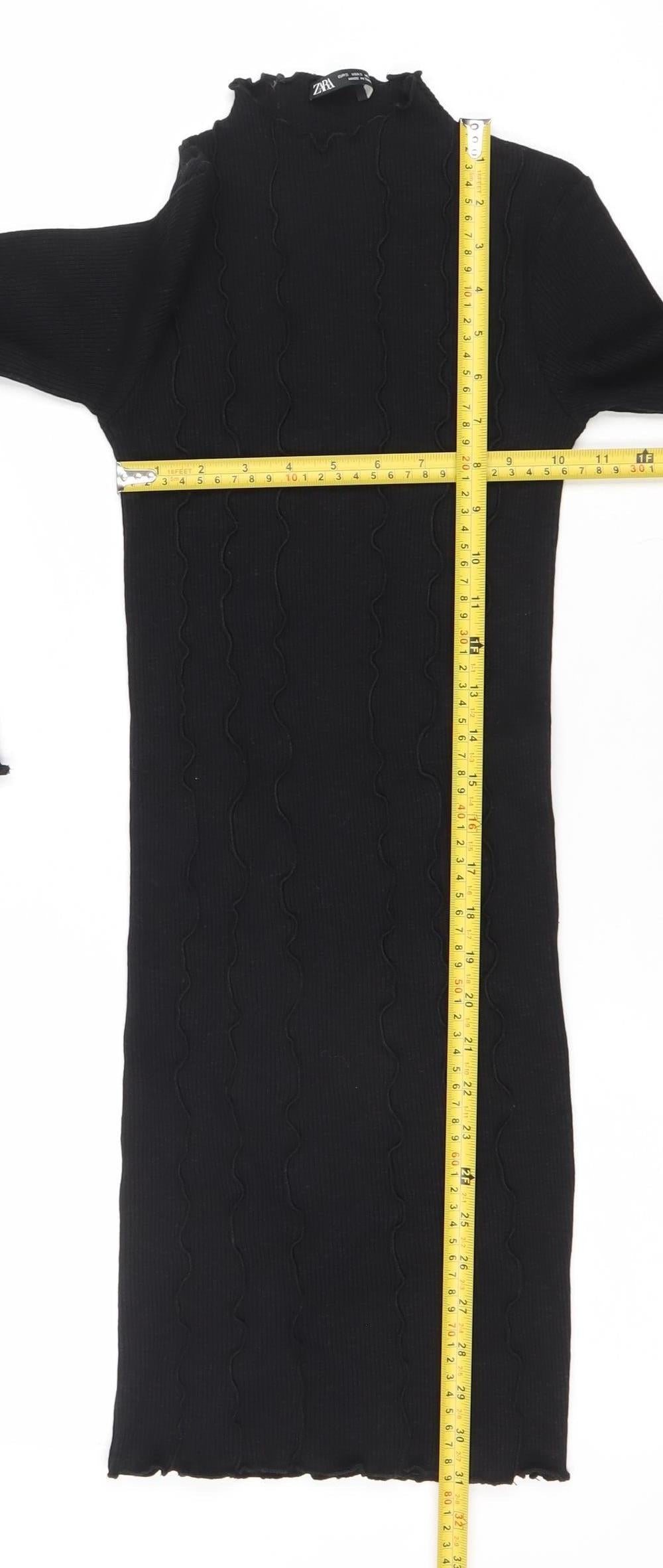 Zara Women’s Black Long Sleeve Bodycon Dress Size 8