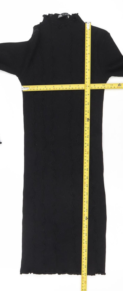 Zara Women’s Black Long Sleeve Bodycon Dress Size 8