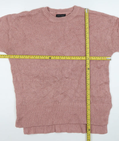 New Look Women’s Pink Acrylic Knit Jumper Medium Crew Neck Pullover