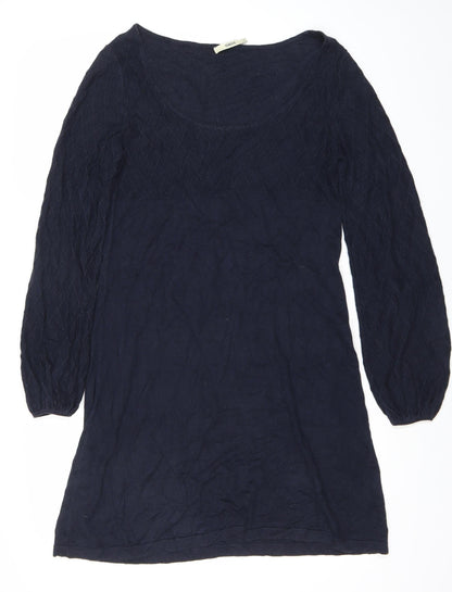 Oasis Women’s Blue Knit Shift Dress Size M 3/4 Sleeve Scoop Neck