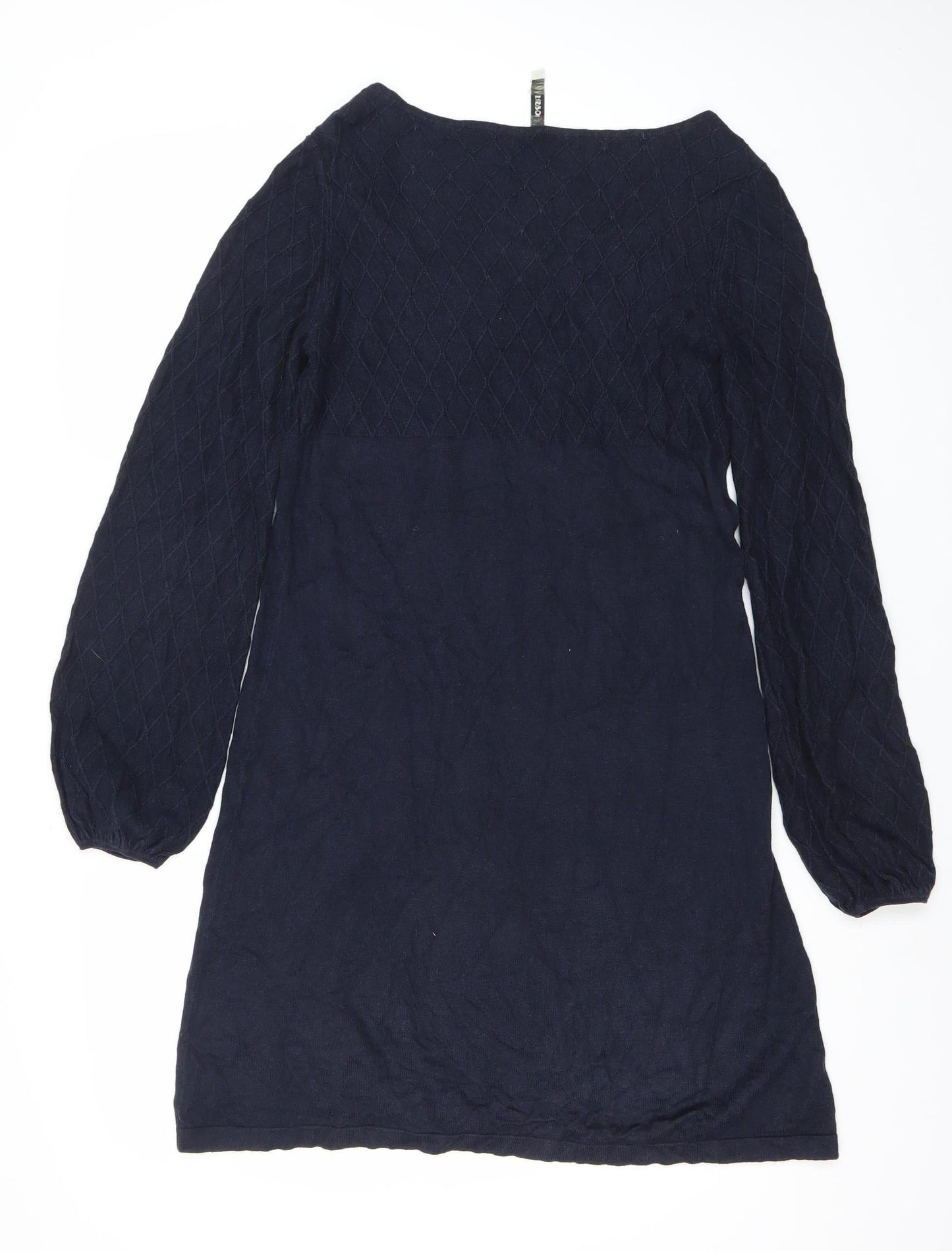 Oasis Women’s Blue Knit Shift Dress Size M 3/4 Sleeve Scoop Neck