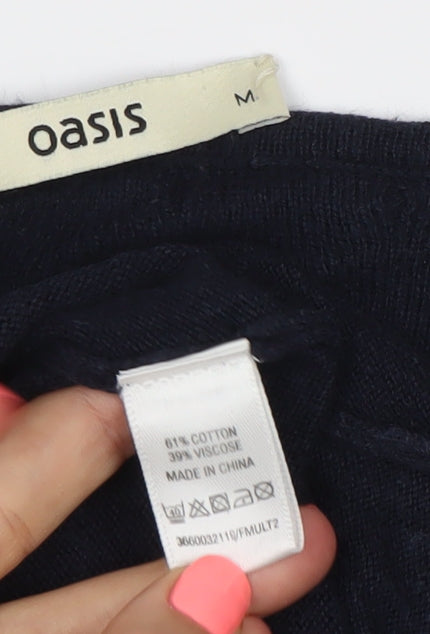Oasis Women’s Blue Knit Shift Dress Size M 3/4 Sleeve Scoop Neck