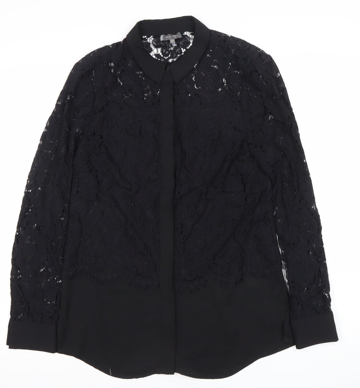 Phase Eight Women’s Black Lace Collar Blouse Size 10