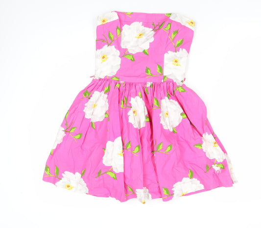 Abercrombie & Fitch Women’s Pink Floral Strapless Smocked Summer Dress Size M