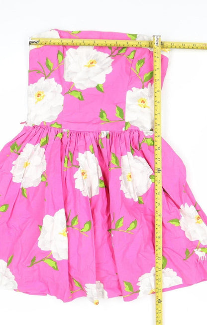 Abercrombie & Fitch Women’s Pink Floral Strapless Smocked Summer Dress Size M