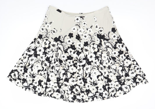 Precis Petite Women’s Beige Black Floral A-Line Skirt Size 18