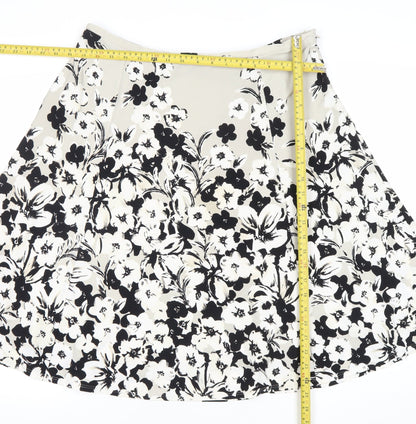 Precis Petite Women’s Beige Black Floral A-Line Skirt Size 18